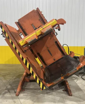 CHERRY INDUSTRIAL HYDRAULIC PALLET CLAMP &  INVERTER ROLLOVER MACHINE: STOCK #20092