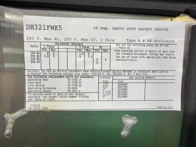 Used EATON DH321FWK5 Disconnects Ohio US | HGR 24 #1284760
