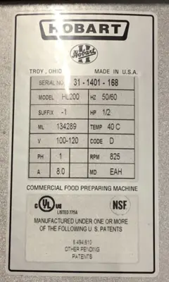 152-0705 Hobart Legacy 20 Quart HL200 Mixer