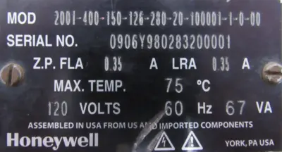 USED HONEYWELL 2001-400-150-126-280-20-100001-1-0-00 ACTUATOR HERCULINE 2000