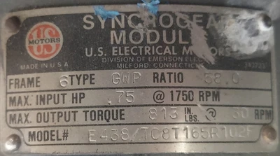 Used _UNKNOWN_ E438/TC8T165R102F 3/4 HP FRAME 6 Gearmotors West Virginia US | Cooper Industries #1409410