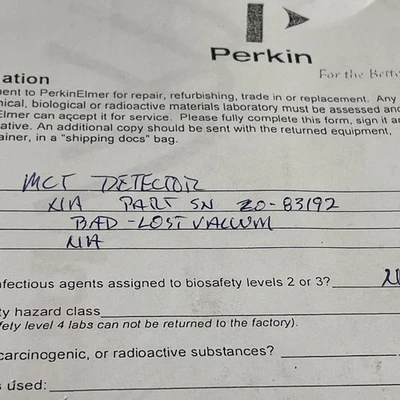 *For Parts Or Repair*Perkin Elmer  L186-1985,-Bad Lost Vacuum-
