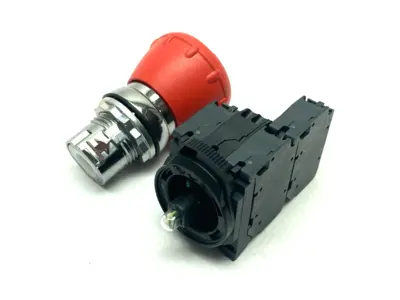 USED ALLEN-BRADLEY ILLUMINATED 22MM EMERGENCY TWIST-TO-RELEASE PUSHBUTTON ASSEMBLY