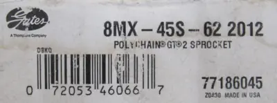 NEW GATES 8MX-45S-62 POLY CHAIN GT2 SPROCKET 77186045 8MX45S62