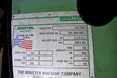 USED 2003 MINSTER P2H-160G