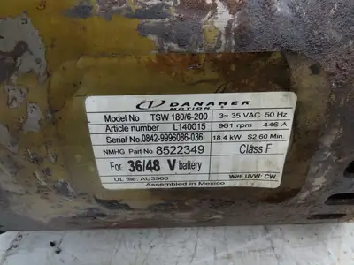 Danaher Controls TSW 180/6-200 Hyster Forklift E60Z Traction Motor 36/48V 961RPM