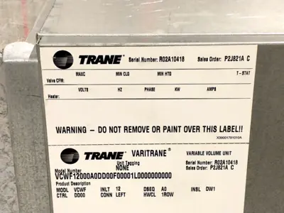 Used Trane VARITRANE Air Conditioning Equipment Michigan US | Maverick Industrial Sales #1462711