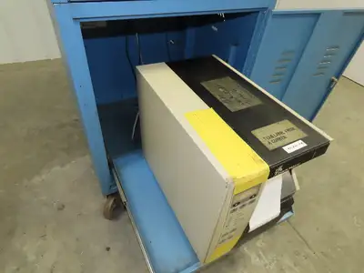 Global Industrial Mobile Computer Cabinet W/Zebra 140Xi II Thermal Label Printer