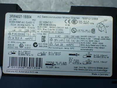 Used SIEMENS 3RW40271BB04 Starters Ohio US | HGR 24 #805551