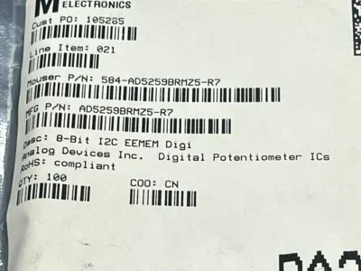 AD5259BRMZ5-R7 | Analog Devices  Potentiometer ICs 8-Bit I2C EEMEM DigiPOT 100QTY - New