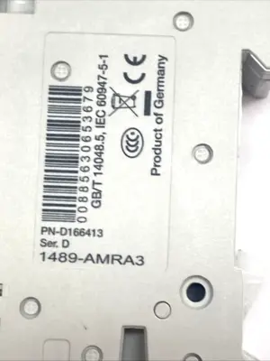 USED ALLEN-BRADLEY MINIATURE CIRCUIT BREAKER W/ 1489-AMRA3 AUX CONTACT