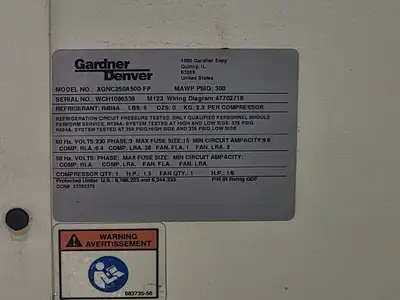 Used GARDNER-DENVER XGNC250A500-FP Parts (Hydraulics and Pneumatics) British Columbia CA | Lenmark #271070