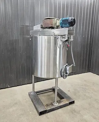 Used 150 Gallon Jacketed Tank, 304 Stainless Steel, With Scrape Agitation