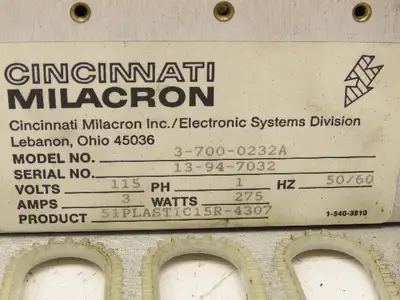 Cincinnati Milacron Chassis Case PSU Backplane 10-slot