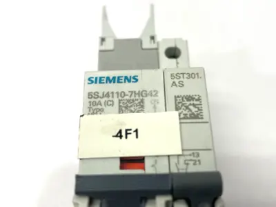 USED SIEMENS CIRCUIT BREAKER 1P 10A W/ 5ST3010 AUXILIARY SWITCH