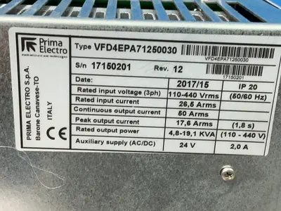 Used PRIMA ELECTRO VFD4EPA71250030 Servo Drives Ohio US | HGR 24 #1280624