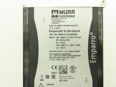Murr Elektronik Emparro 67 8-100-240/24 Switching Mode Power Supply 24vdc 8A Out