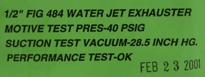 NEW SCHUTTE & KOERTING 484 WATER JET EXHAUSTER 1/2" 40PSI 28" HG 221097
