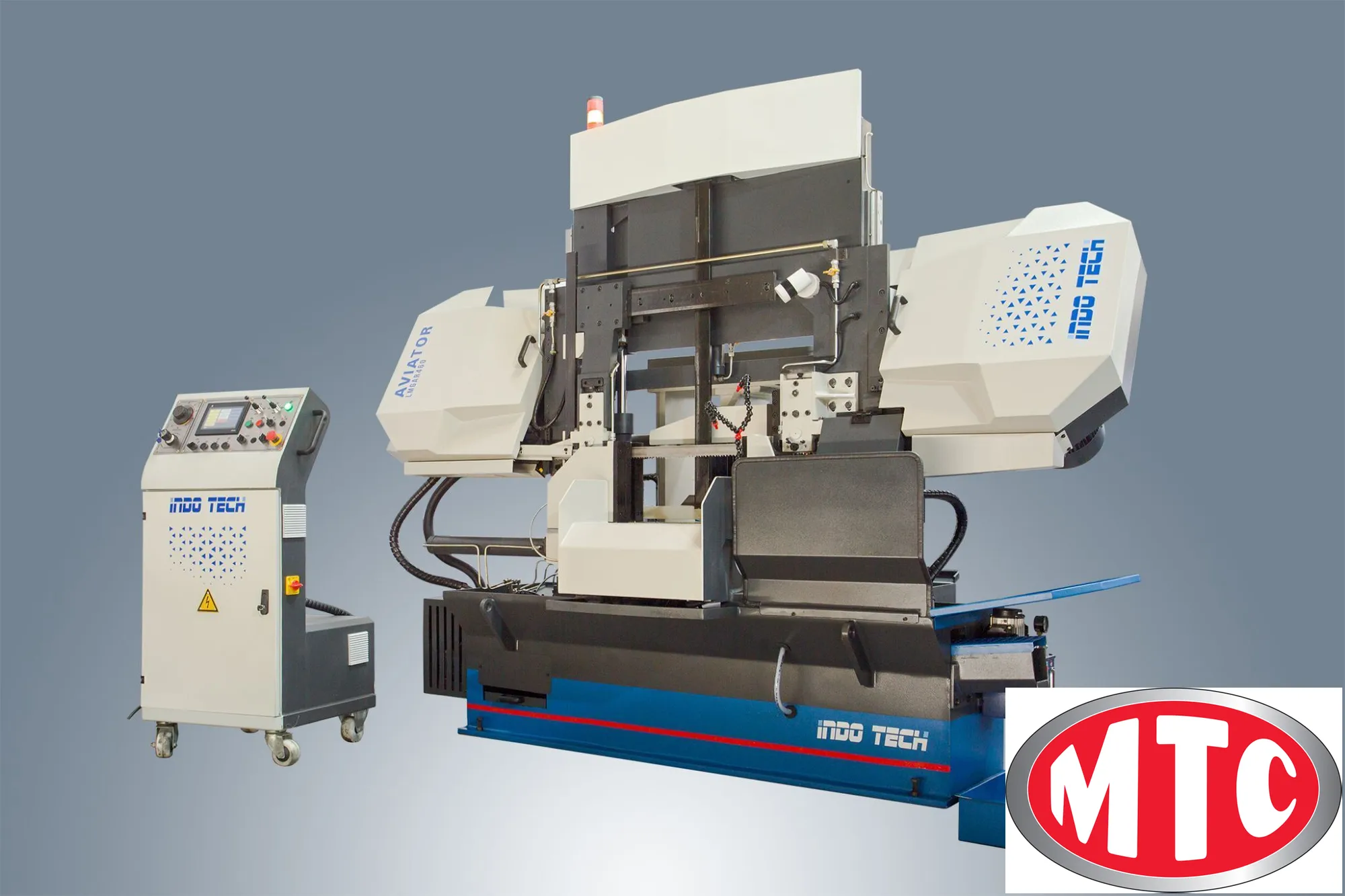 Indotech DC 42 NC, Dual Column, Horizontal, Programmable Automatic bandsaw like Amada, Behringer, Doall, HEM, Hyd-Mech, Kasto, Marvel