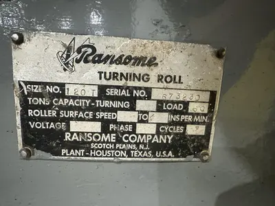 120 TON (240,000 LBS) RANSOME PANDJIRIS POWERED TANK TURNING ROLLS, POWER & IDLER: STOCK #23142