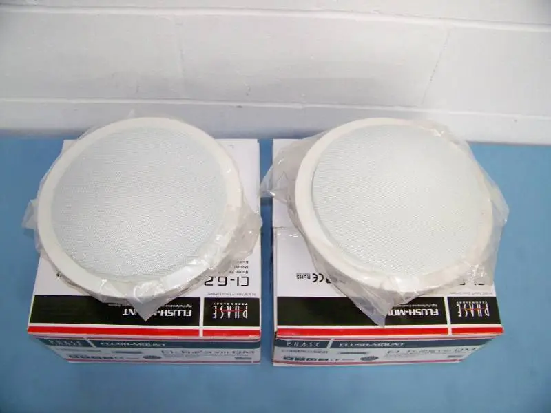 (2) Phase Technologies CI-6.2S VIII QM Round Flush Mount In-Ceiling Speakers / Loudspeakers - NEW IN BOX