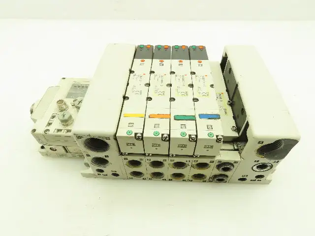 SMC VQC4401-5 Pneumatic Solenoid 4-Valve 5-Station Manifold Block w/EX600-SDN1A