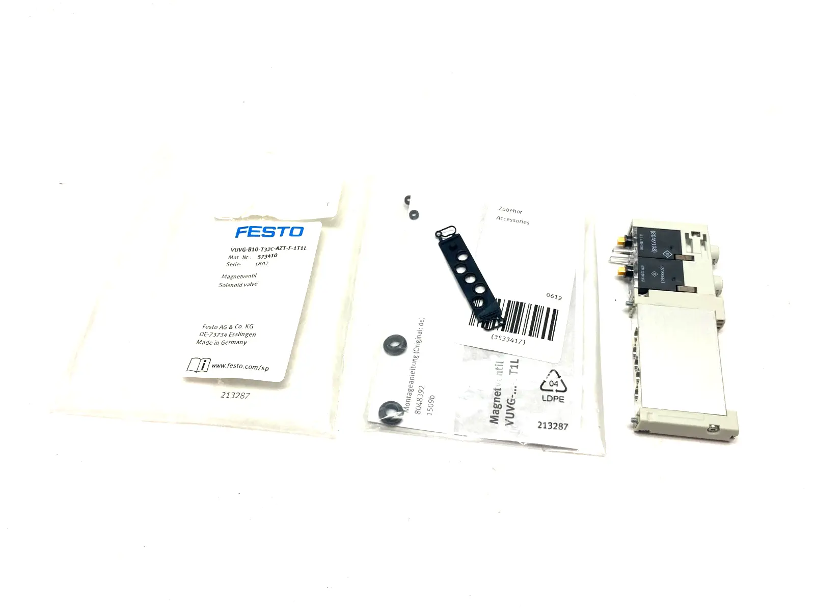 USED FESTO SOLENOID VALVE 2-WAY MONOSTABLE CLOSED