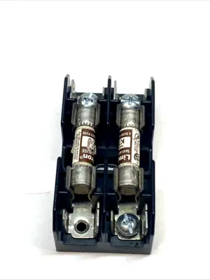 USED BUSSMANN 2-POLE MIDGET FUSE BLOCK 30A 600V MISSING SCREW