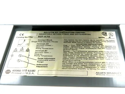 NEW ALLEN BRADLEY 837-A7A TEMPERATURE CONTROL SERIES A 837A7A