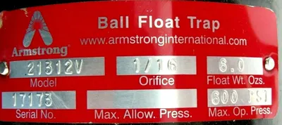 NEW ARMSTRONG 21312V BALL FLOAT TRAP D504605 3/4" 600PSI