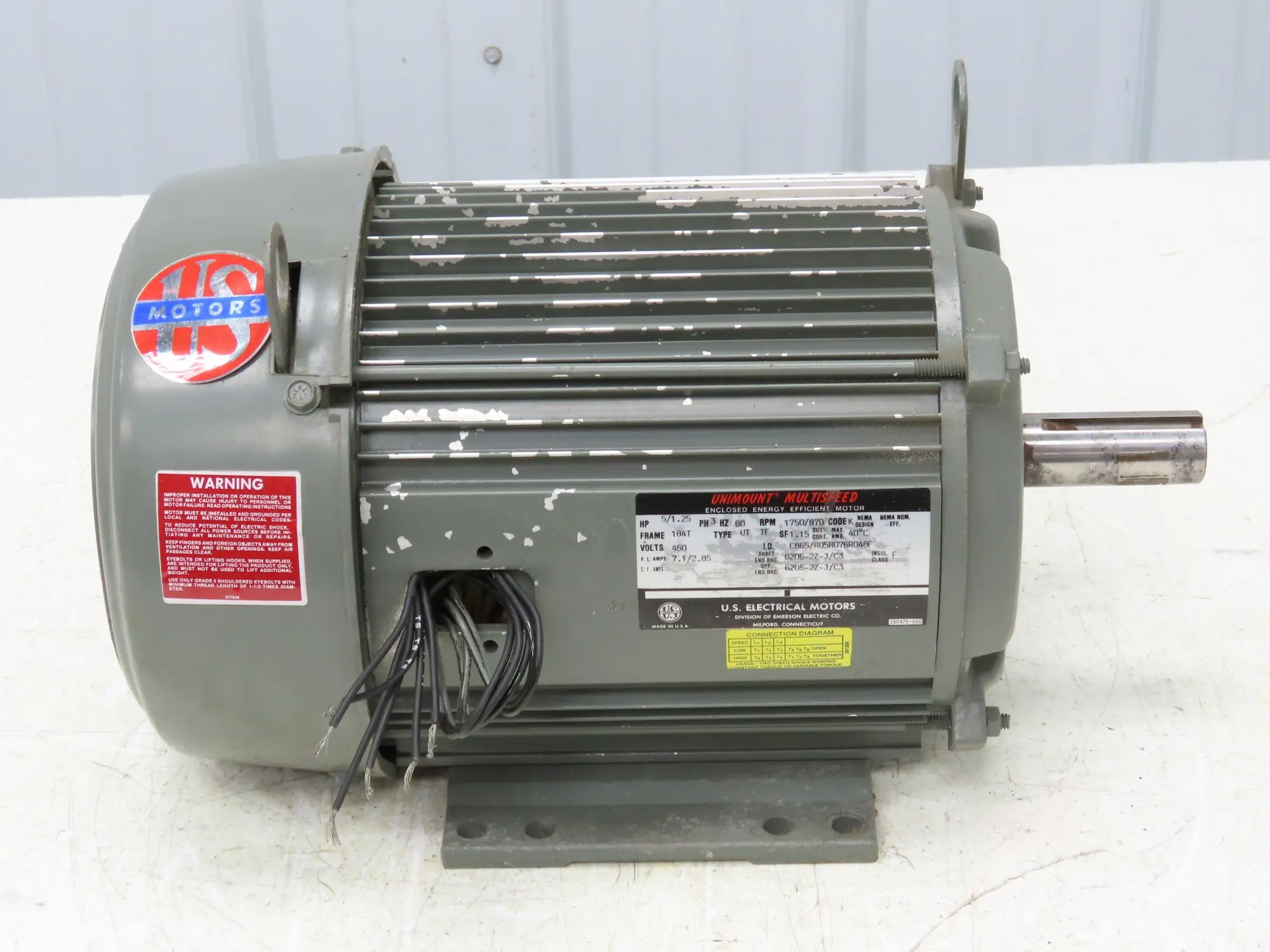 Unimount Multispeed C865/R05R076R048F Electric Motor 5HP 1750 RPM 3PH 460V 184T