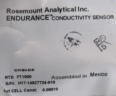 NEW ROSEMOUNT 400VP-12 ENDURANCE CONDUCTIVITY SENSOR RTD PT1000 400VP12