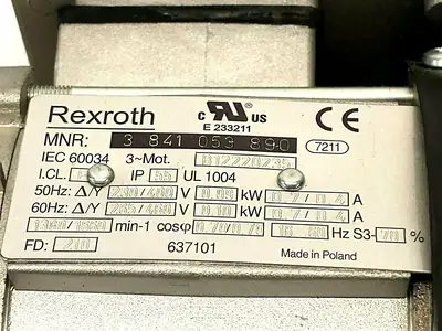 3 841 053 890 | Bosch Rexroth 3841053890 Asynchron Electric Motor 1380/1660RPM .09kW 0.7/0.4 A - New Other