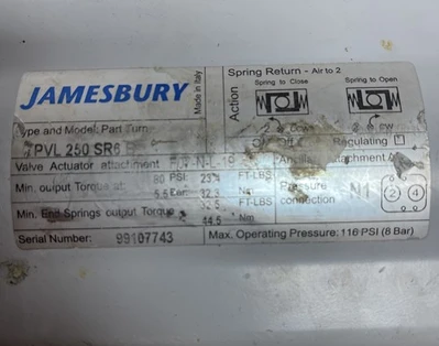 USED JAMESBURY 7PVL-250-SR6-B