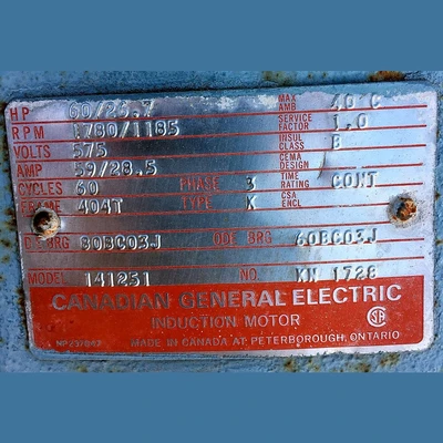General Electric 60 HP Motor