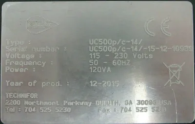 REFURBISHED TECHNIFOR UC500P/C-14 MARKING CONTROLLER 120V UC500PC14