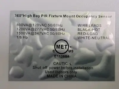 360Â° High Bay PIR Fixture Mount Occupancy Sensor