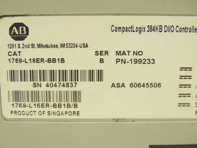 Allen Bradley 1769-L16ER-BB1B CompactLogix L16 DI/O 384KB Controller Series B