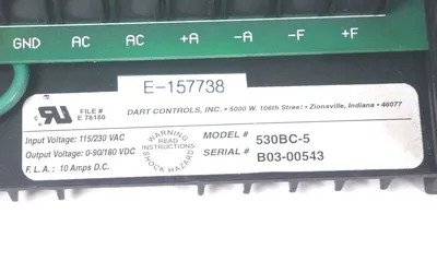 DART CONTROLS 530BC-5 DUAL VOLTAGE CONTROLLER 530BC5 REPAIRED