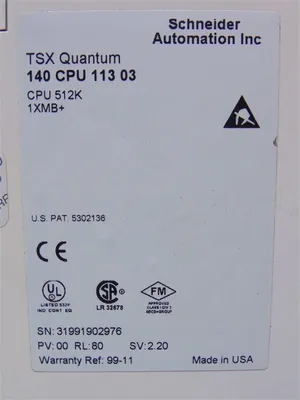 Schneider 140CPU11303 TSX Quantum CPU Module PV:00 RL:80 SV:2.20 no door Used