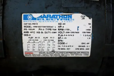 USED MARATHON ELECTRIC 4VB182TTDR7355AT L