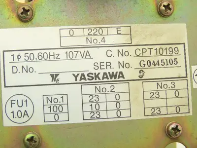 Yaskawa Electric JZNC-TU58 Robotic Controller Power Supply Module CPT10199