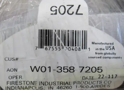 NEW FIRESTONE W01-358-7205 AIR SPRING 1 7/8 BNW W013587205
