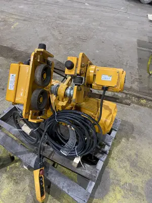 10,000 LB (5 TON) HARRINGTON MOTORIZED CHAIN HOIST W/ POWER TROLLEY: STOCK #19957
