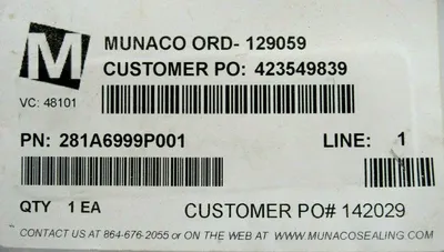 NEW MUNACO 281A6999P001 SEAL KIT 129059