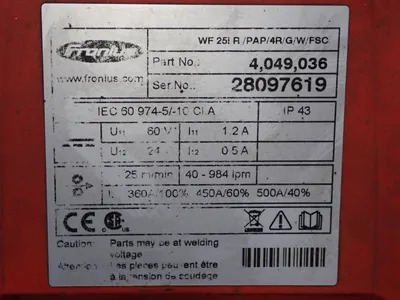 USED FRONIUS WF 25I R/PAP/4R/G/W/FSC