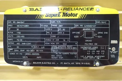Baldor Reliance Super E Motor, 30 HP