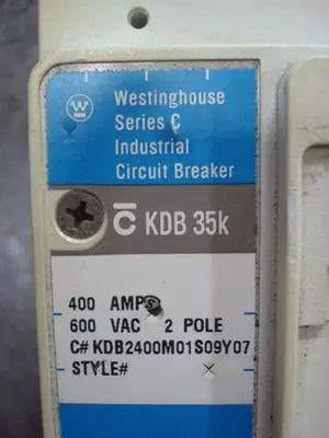 Westinghouse KDB2400M01S09Y07 Shunt Trip Circuit Breaker 400 Amps 2 Pole Used