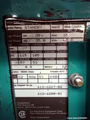 Used CUMMINS/ONAN 35SJB Diesel Generators Illinois US | Aaron Equipment #85022