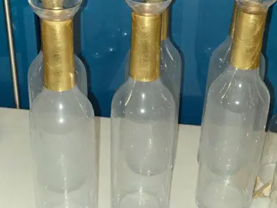 Lot of (6) Glass Bottle Vase 3 1/2" x 14 1/2"